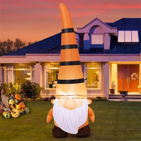 5FT Thanksgiving Inflatables Gnome Blow Up Ourdoor Yard Decoration Built-in LEDs - Picture 7 of 7